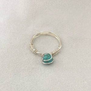 Turquoise Crystal Wire Wrapped Ring